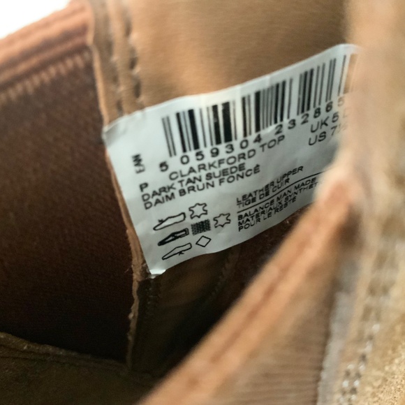 Clarks Women's Clarkford Top Dark Tan Suede Wedged Boots Camel Brown Booties 7.5 - Picture 8 of 14